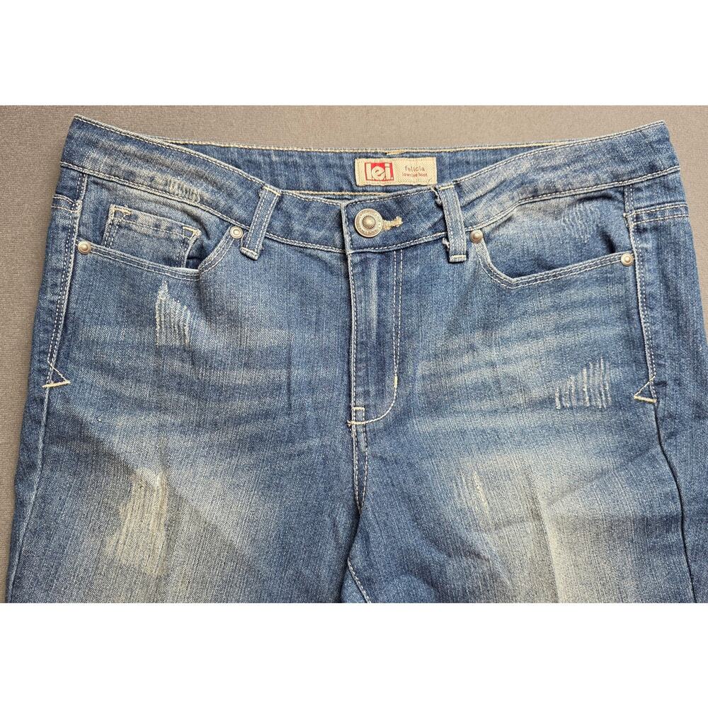Y2K LEI Felecia Lowrise Bootcut Jeans Juniors Size 13 (Fits 32x31) Distressed - Picture 2 of 9